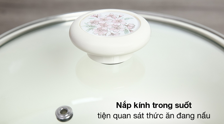 Nắp kính - Nồi thép Nippon tráng men nắp kính 20 cm Fujihoro SKW-12G