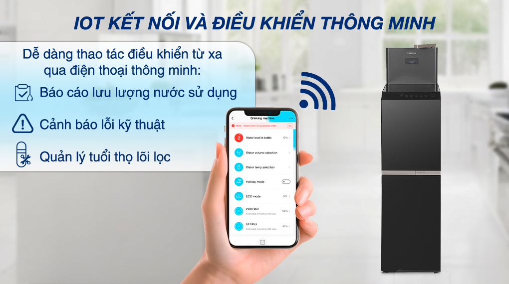 Máy lọc nước RO nóng nguội lạnh Toshiba TWP-W2398SVN(M) 10 lõi - Kết nối IOT thông minh