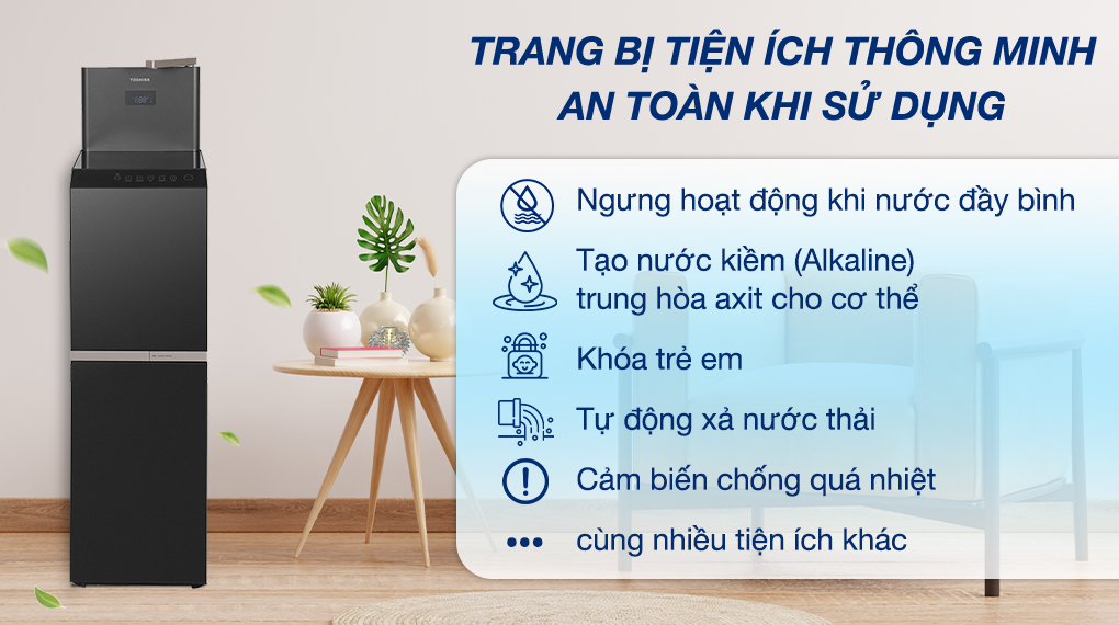 Máy lọc nước RO nóng nguội lạnh Toshiba TWP-W2398SVN(M) 10 lõi - Tiện ích