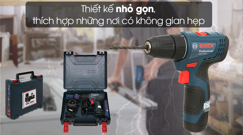 Máy khoan vặn vít dùng pin Bosch GSR 120-LI 1 pin - Thiết kế