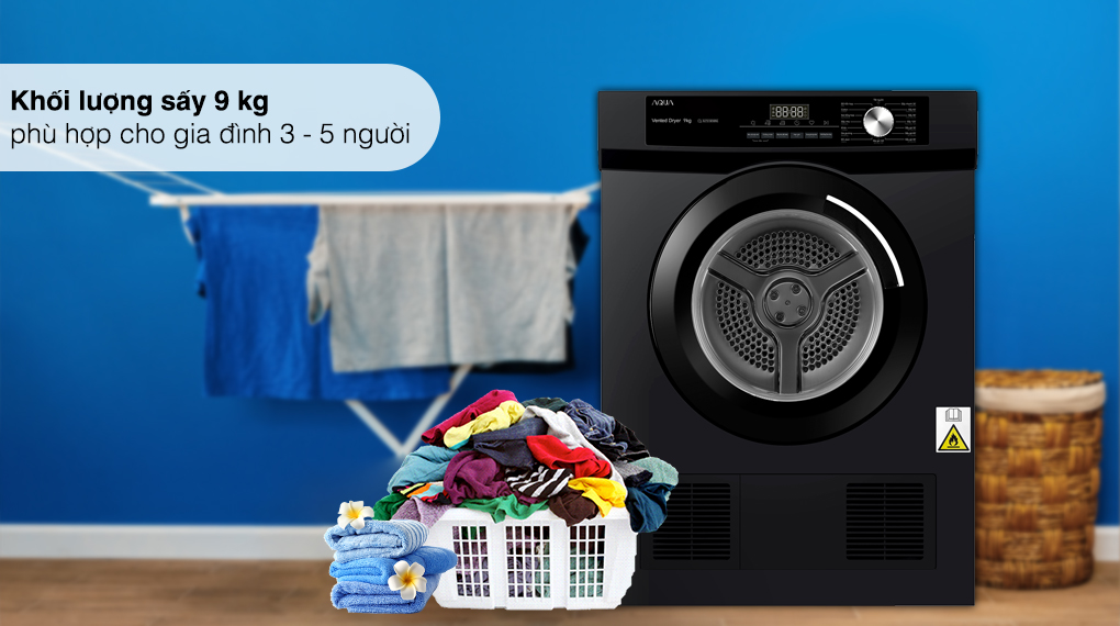 Máy sấy thông hơi Aqua 9 kg AQH-V901K PS - Khối lượng